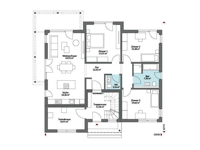 Fertighaus Plus 267 von Danwood Schlüsselfertig ab 555200€, Stadtvilla Grundriss 1