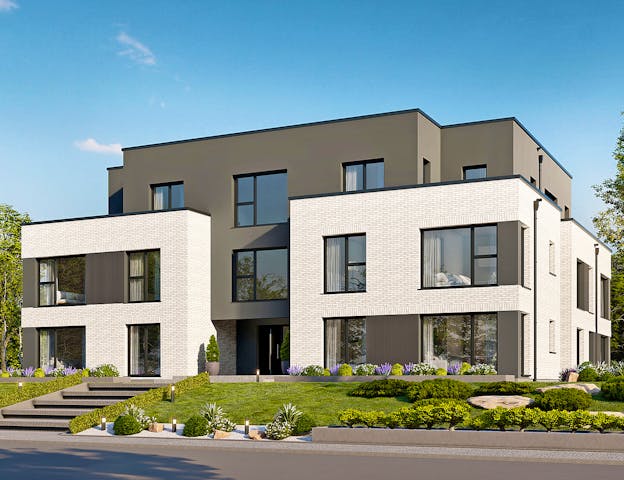 Modernes Mehrfamilienhaus-Fertighaus in Kubusform von Danwood