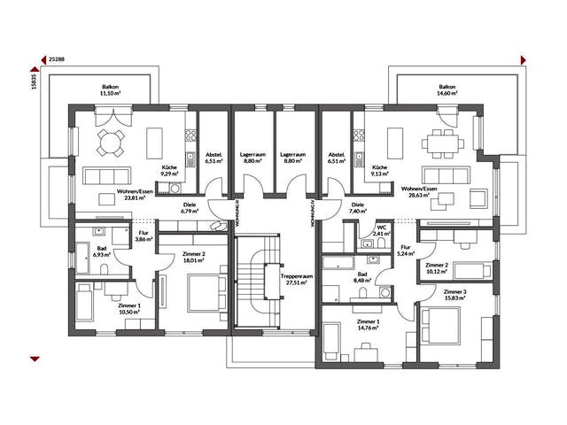 Fertighaus Poly 514 W4 von Danwood, Stadtvilla Grundriss 2