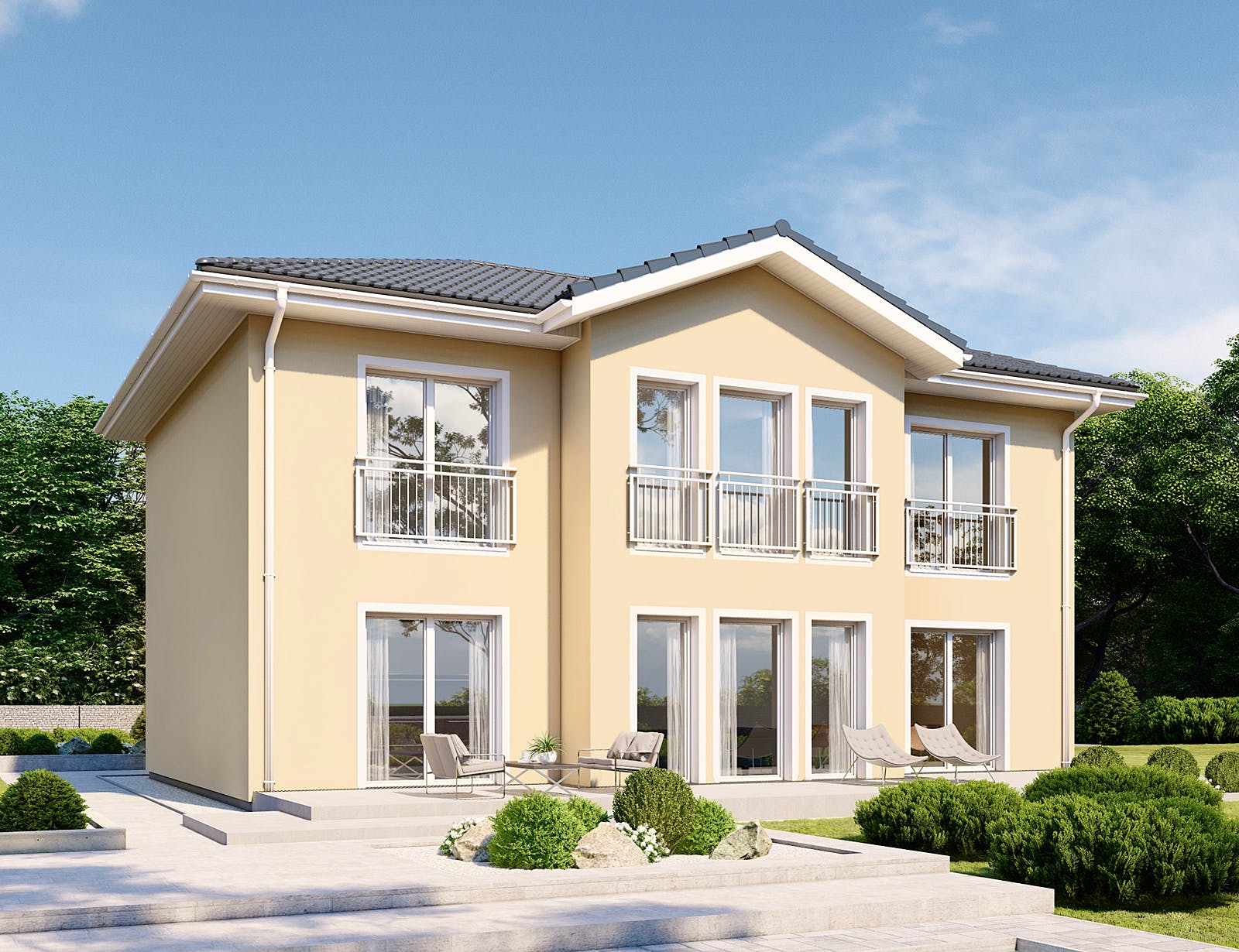Fertighaus Classic 196 von Danwood Schlüsselfertig ab 344800€, Stadtvilla Außenansicht 1