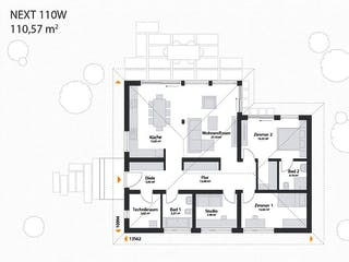Fertighaus Next 110 W von Danwood - NEXT by Danwood Schlüsselfertig ab 382500€, Bungalow Grundriss 1