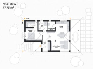 Fertighaus Next 80 WT von Danwood - NEXT by Danwood Schlüsselfertig ab 299400€, Bungalow Grundriss 1