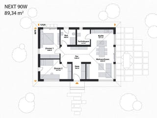 Fertighaus Next 90 W von Danwood - NEXT by Danwood Schlüsselfertig ab 299800€, Bungalow Grundriss 1