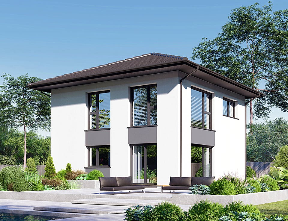 Fertighaus Park 118W von Danwood Schlüsselfertig ab 234000€, Stadtvilla Außenansicht 1