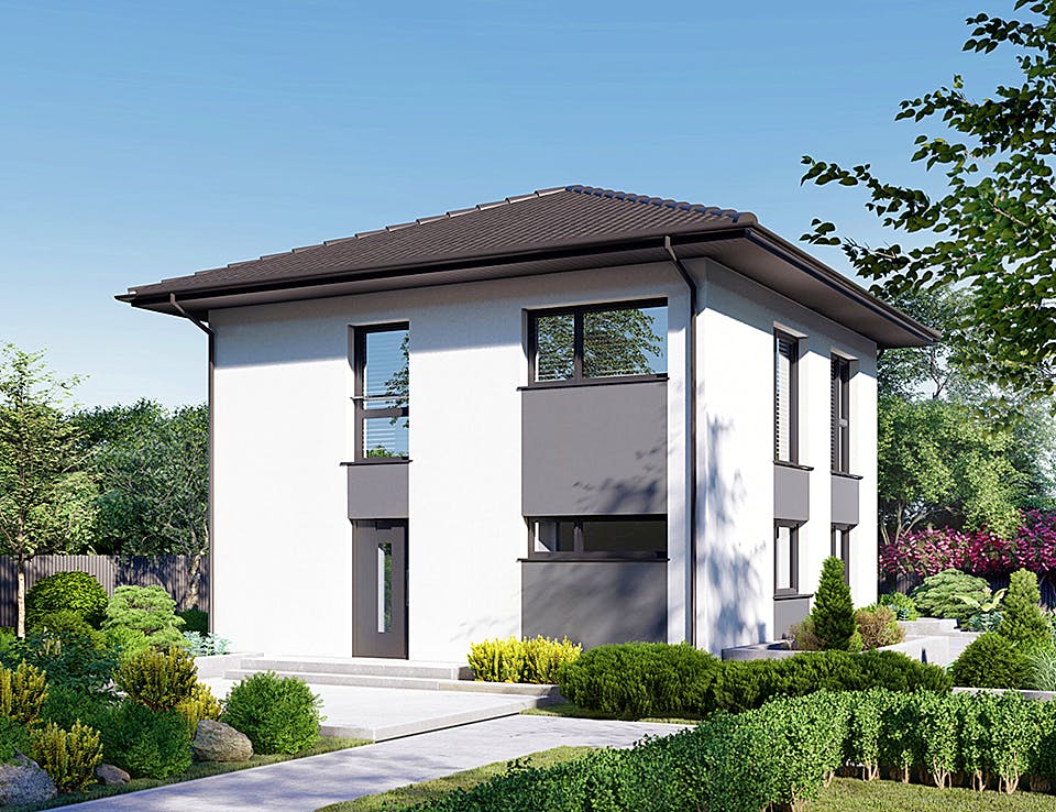 Fertighaus Park 118W von Danwood Schlüsselfertig ab 234000€, Stadtvilla Außenansicht 2