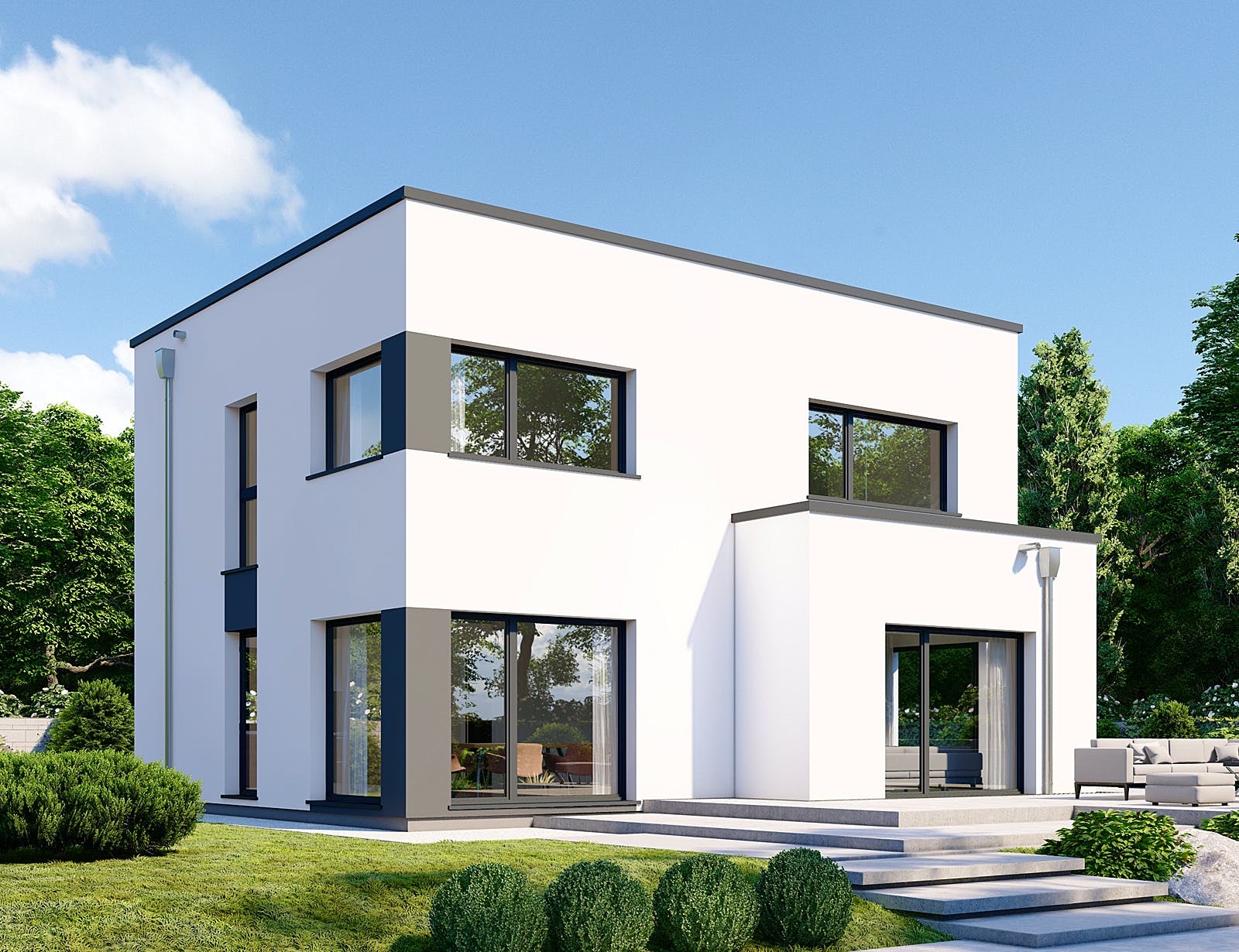 Fertighaus Park 133 CUBE von Danwood Schlüsselfertig ab 258700€, Cubushaus Außenansicht 1
