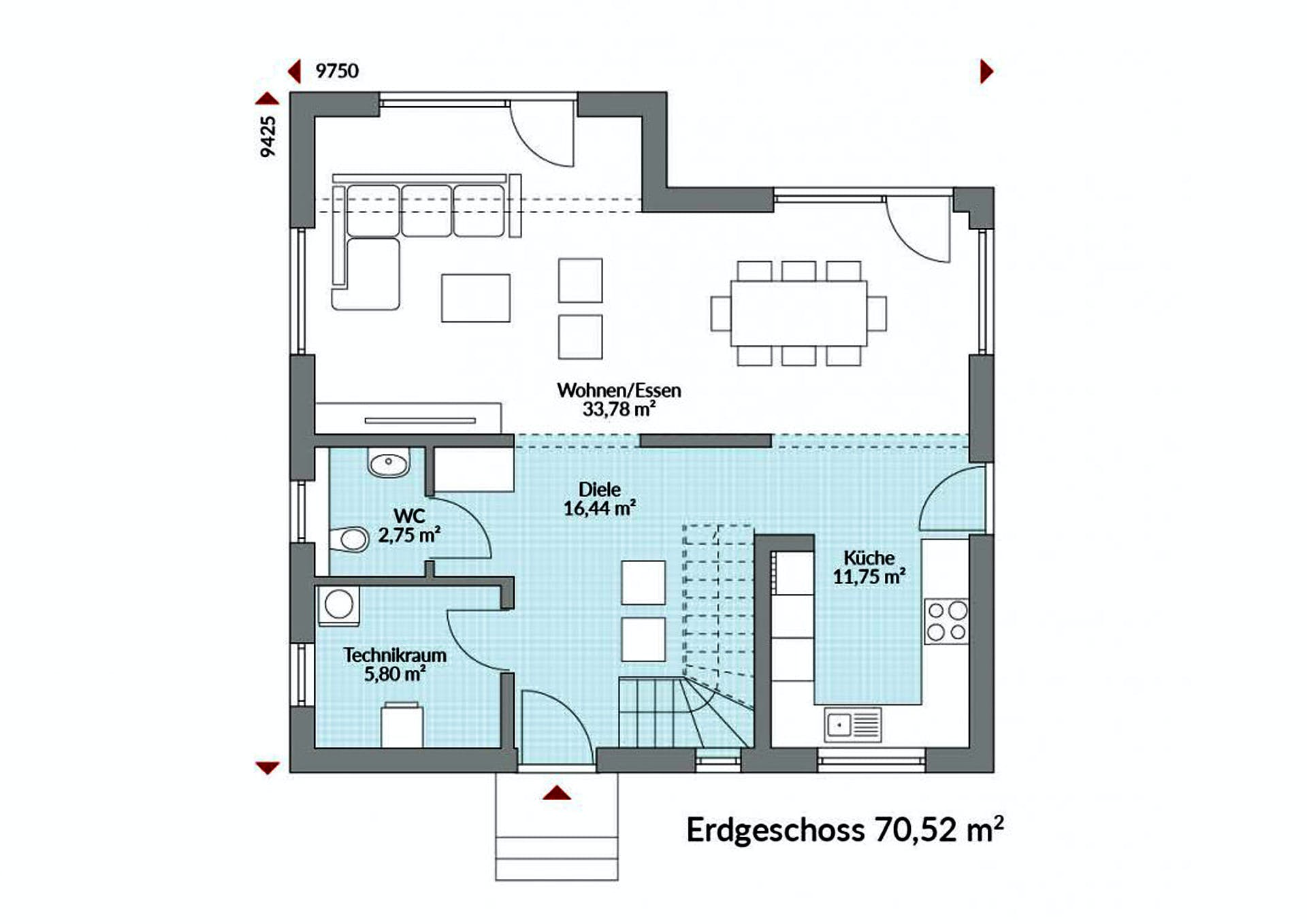 Fertighaus Park 133 CUBE von Danwood Schlüsselfertig ab 258700€, Cubushaus Grundriss 1