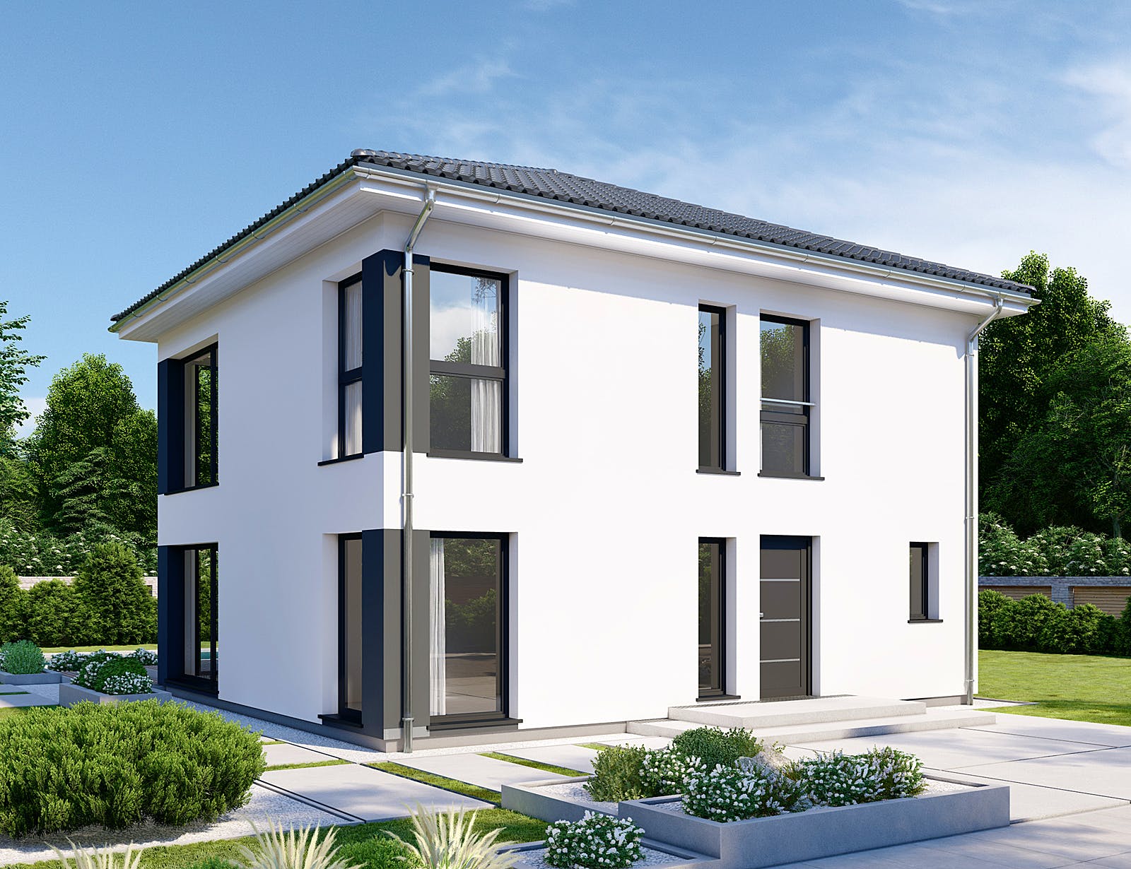 Fertighaus Park 133W von Danwood Schlüsselfertig ab 251600€, Stadtvilla Außenansicht 2