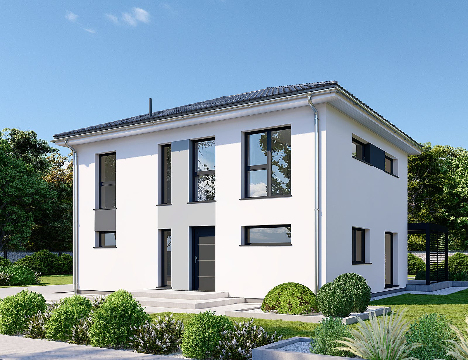 Fertighaus Park 150.1W von Danwood Schlüsselfertig ab 265400€, Stadtvilla Außenansicht 1