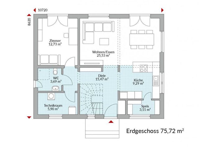 Fertighaus Park 150.1W von Danwood Schlüsselfertig ab 315200€, Stadtvilla Grundriss 1