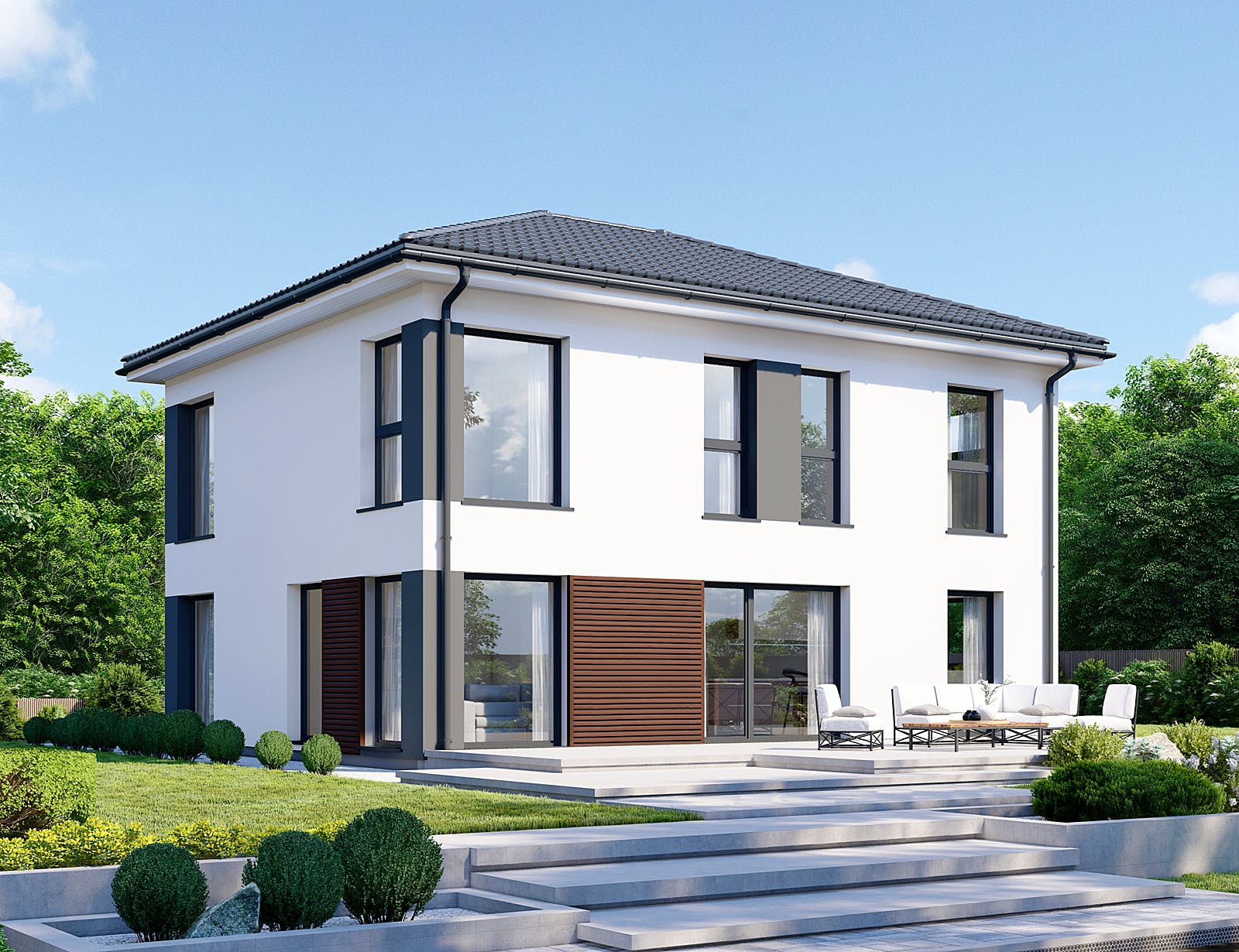 Fertighaus Park 151.1W von Danwood Schlüsselfertig ab 265900€, Stadtvilla Außenansicht 1