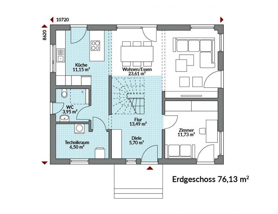 Fertighaus Park 151.1W von Danwood Schlüsselfertig ab 265900€, Stadtvilla Grundriss 1