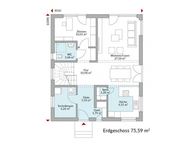 Fertighaus Park 152W von Danwood Schlüsselfertig ab 316300€, Stadtvilla Grundriss 1