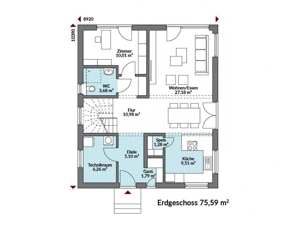 Fertighaus Park 152W von Danwood Schlüsselfertig ab 273000€, Stadtvilla Grundriss 1
