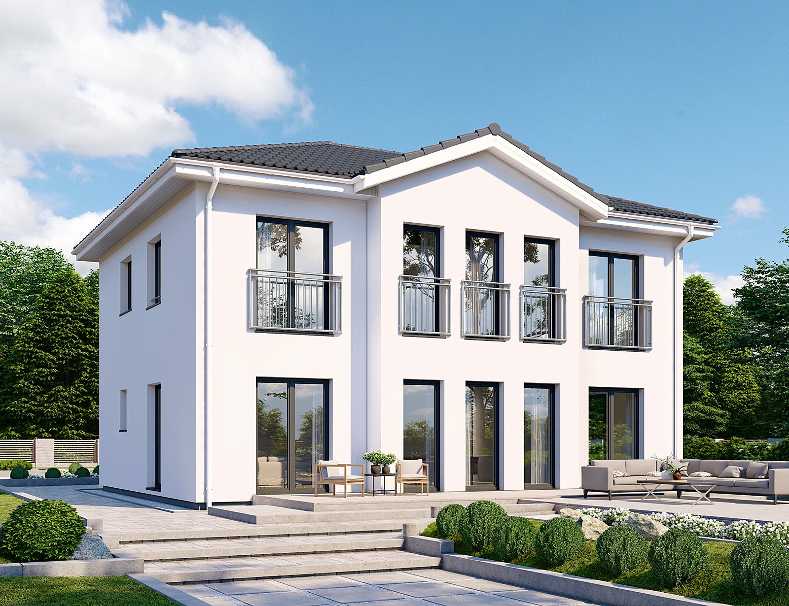 Fertighaus Park 167W von Danwood Schlüsselfertig ab 300500€, Stadtvilla Außenansicht 1