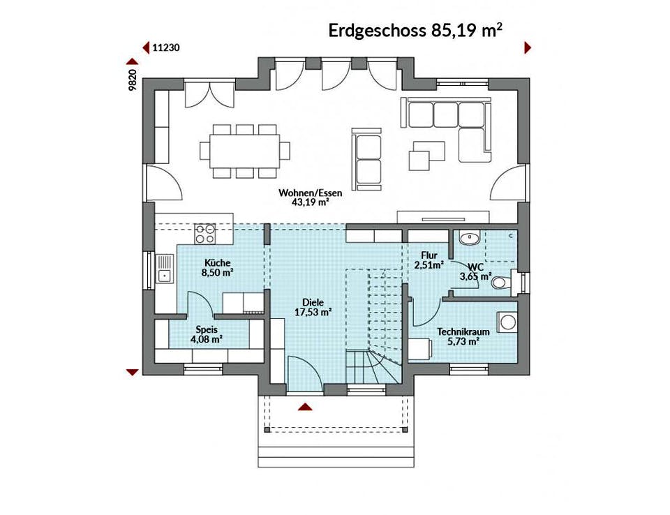 Fertighaus Park 167W von Danwood Schlüsselfertig ab 300500€, Stadtvilla Grundriss 1