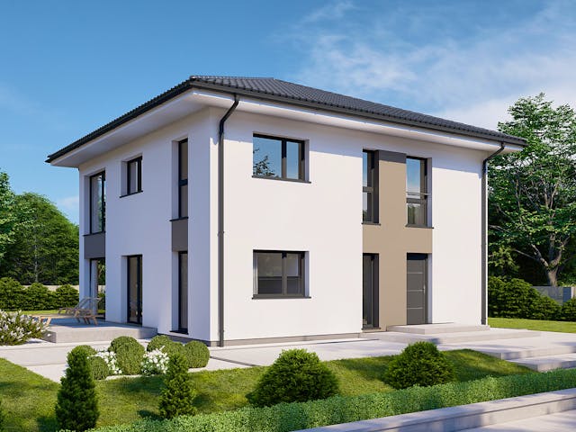 Fertighaus Park 168W von Danwood Schlüsselfertig ab 337100€, Stadtvilla Außenansicht 1