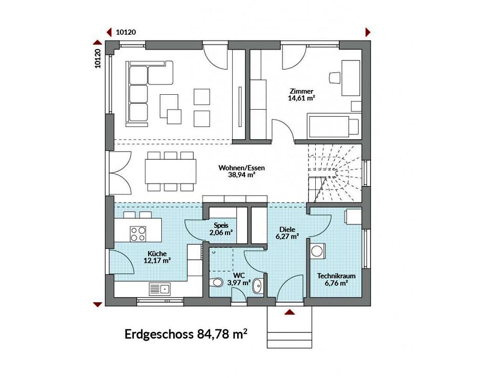 Fertighaus Park 168W von Danwood Schlüsselfertig ab 298100€, Stadtvilla Grundriss 1