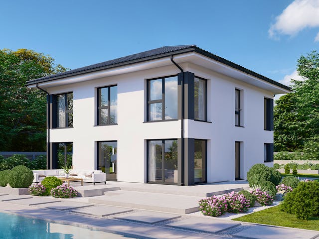 Fertighaus Park 180W von Danwood Schlüsselfertig ab 359900€, Stadtvilla Außenansicht 1