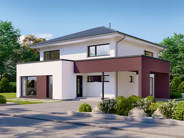 Fertighaus Park 186W von Danwood Schlüsselfertig ab 402300€, Stadtvilla Außenansicht 1 Fertighaus Park 186W von Danwood Schlüsselfertig ab 402300€, Stadtvilla Außenansicht 1