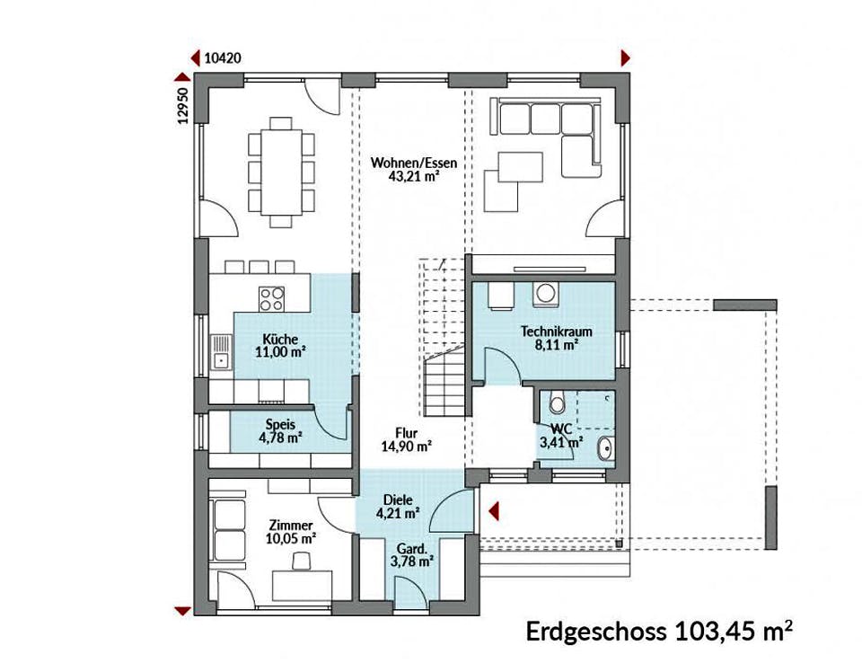 Fertighaus Park 186W von Danwood Schlüsselfertig ab 350100€, Stadtvilla Grundriss 1