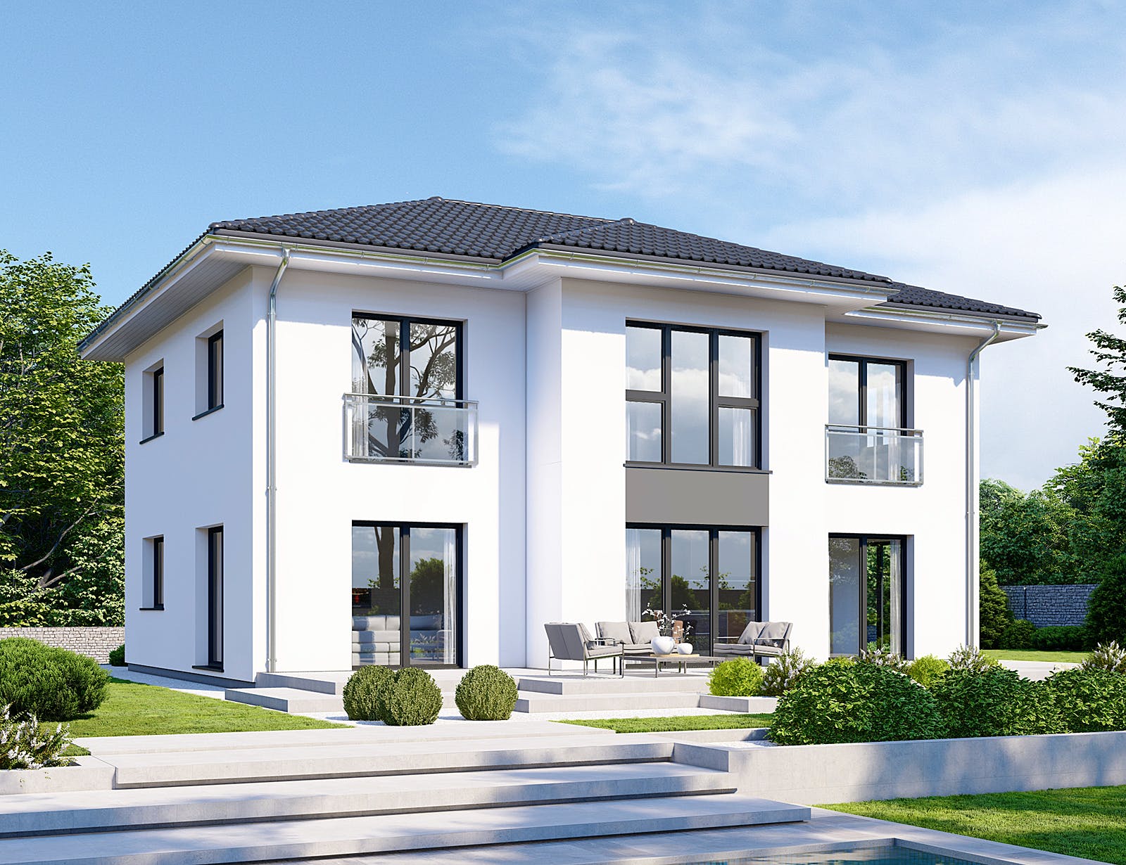Fertighaus Park 196W von Danwood Schlüsselfertig ab 337400€, Stadtvilla Außenansicht 1