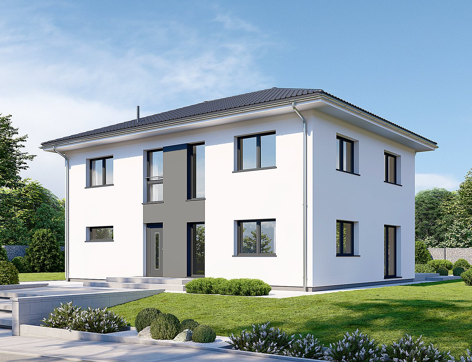Fertighaus Park 196W von Danwood Schlüsselfertig ab 337400€, Stadtvilla Außenansicht 2