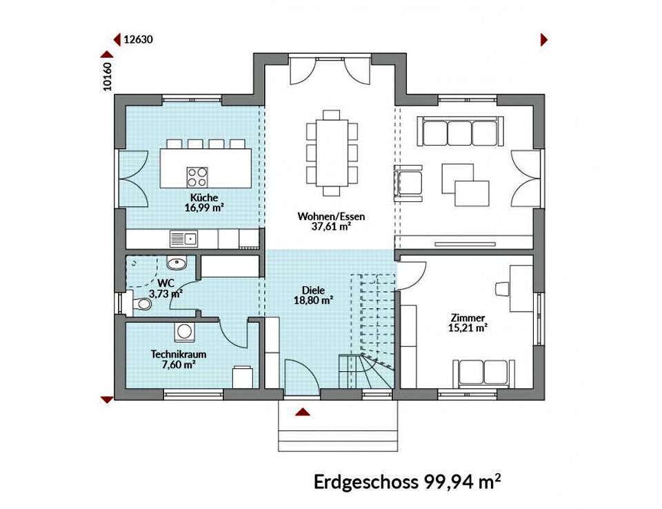 Fertighaus Park 196W von Danwood Schlüsselfertig ab 337400€, Stadtvilla Grundriss 1