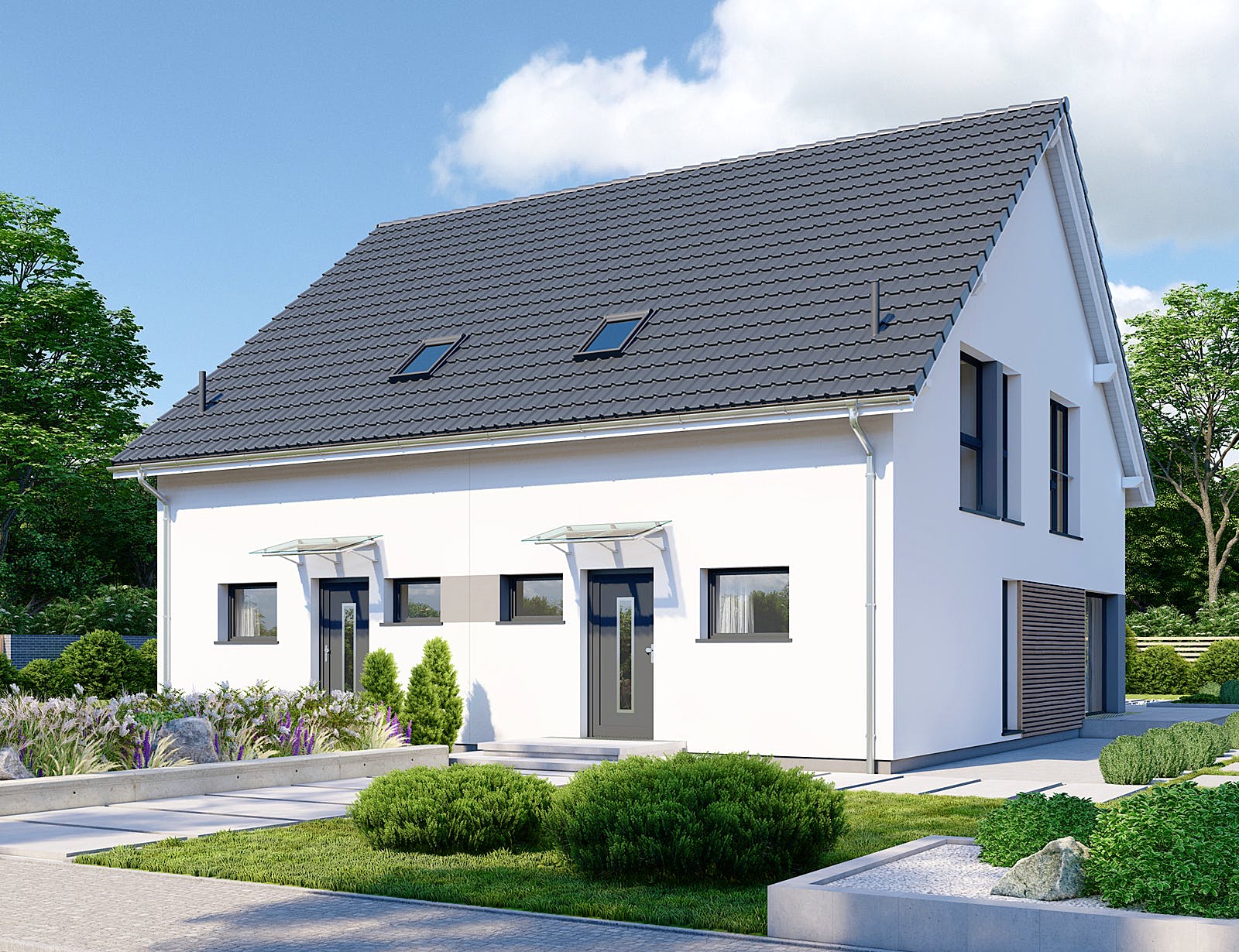 Fertighaus Partner 108 von Danwood Schlüsselfertig ab 217600€, Satteldach-Klassiker Außenansicht 1