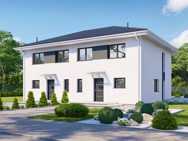 Fertighaus Partner 116W von Danwood Schlüsselfertig ab 255200€, Stadtvilla Außenansicht 1 Fertighaus Partner 116W von Danwood Schlüsselfertig ab 255200€, Stadtvilla Außenansicht 1