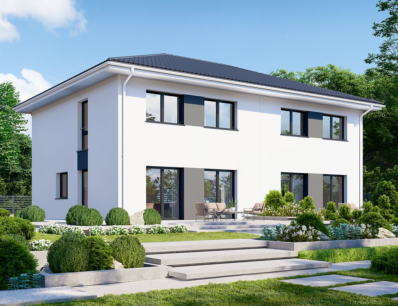 Fertighaus Partner 116W von Danwood Schlüsselfertig ab 229000€, Stadtvilla Außenansicht 2