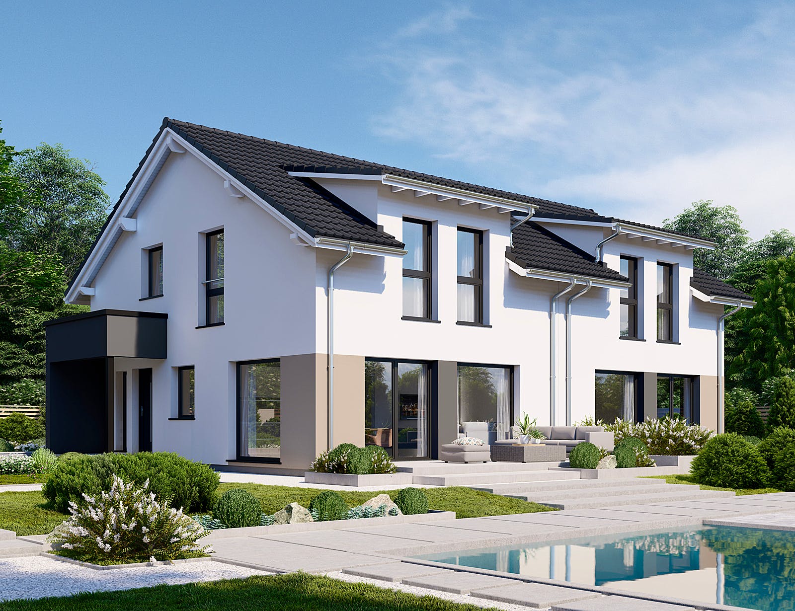 Fertighaus Partner 117.1 von Danwood Schlüsselfertig ab 240800€, Satteldach-Klassiker Außenansicht 1