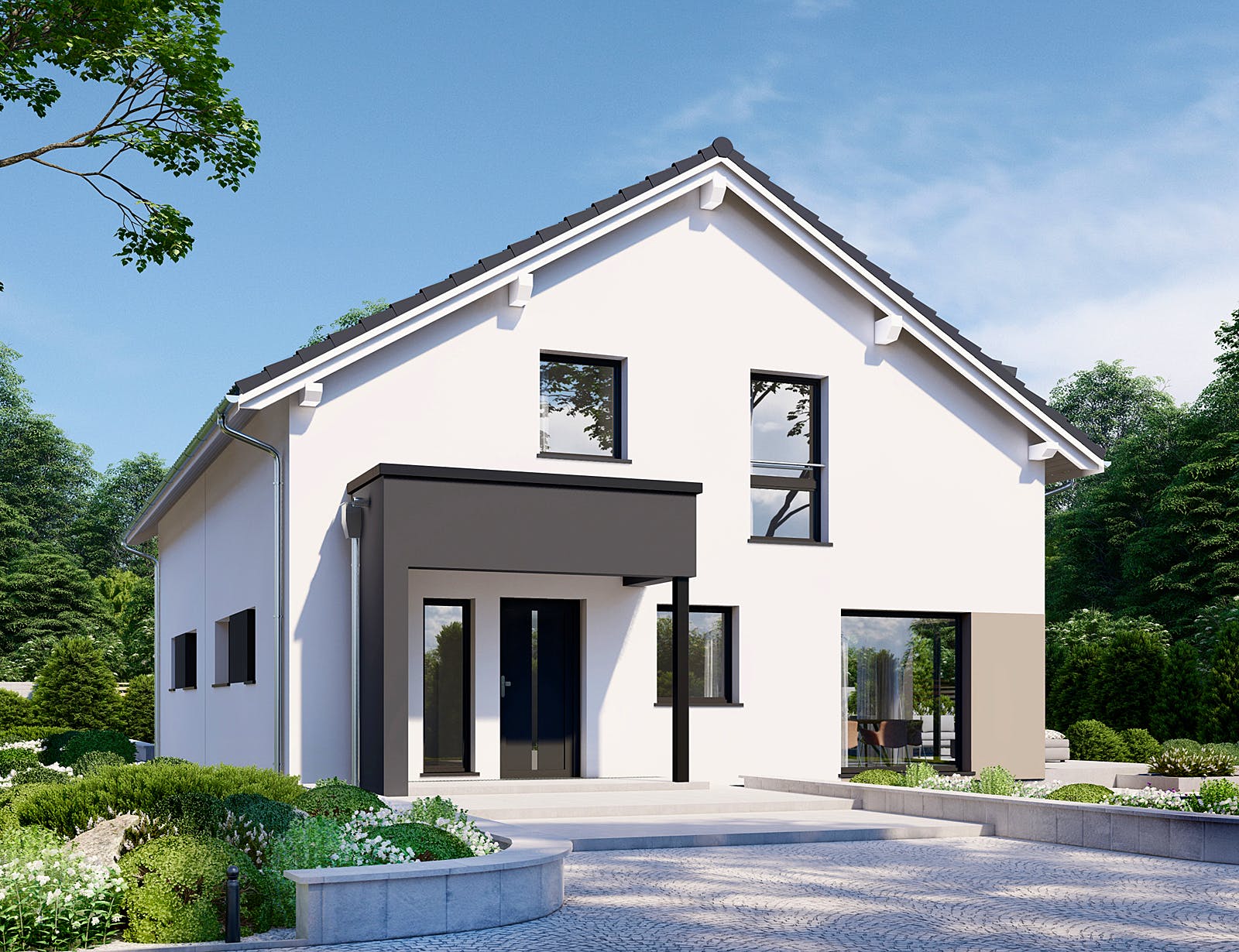 Fertighaus Partner 117.1 von Danwood Schlüsselfertig ab 240800€, Satteldach-Klassiker Außenansicht 2