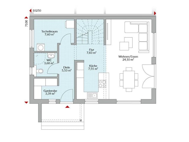 Fertighaus Partner 117.1 von Danwood Schlüsselfertig ab 274900€, Satteldach-Klassiker Grundriss 1 Fertighaus Partner 117.1 von Danwood Schlüsselfertig ab 274900€, Satteldach-Klassiker Grundriss 1
