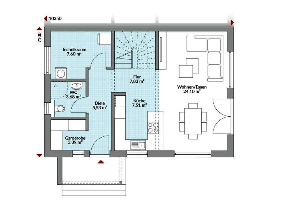 Fertighaus Partner 117.1 von Danwood Schlüsselfertig ab 240800€, Satteldach-Klassiker Grundriss 1
