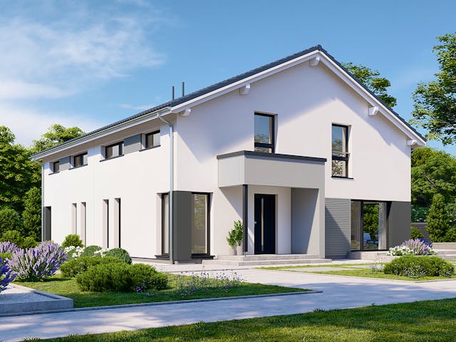 Fertighaus Partner 132.1 von Danwood Schlüsselfertig ab 288200€, Satteldach-Klassiker Außenansicht 1 Fertighaus Partner 132.1 von Danwood Schlüsselfertig ab 288200€, Satteldach-Klassiker Außenansicht 1