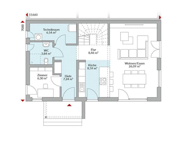 Fertighaus Partner 132.1 von Danwood Schlüsselfertig ab 295300€, Satteldach-Klassiker Grundriss 1