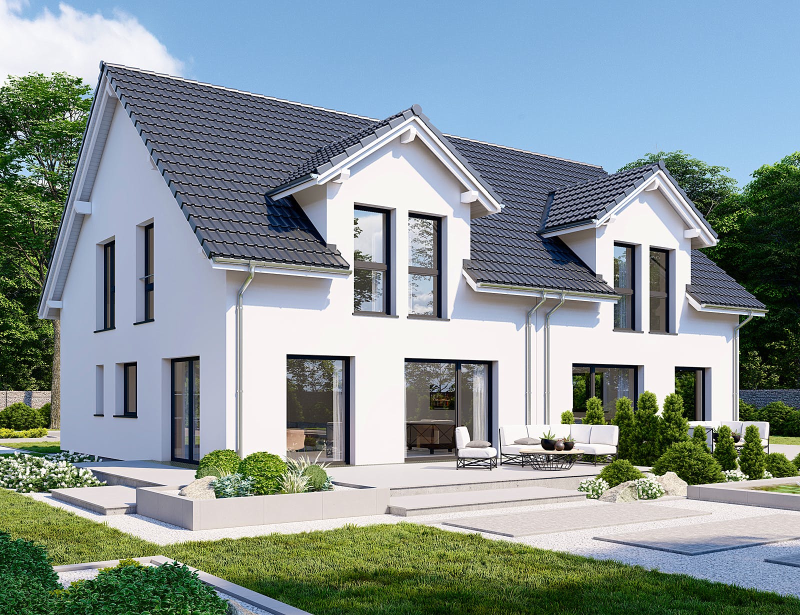 Fertighaus Partner 135 von Danwood Schlüsselfertig ab 258200€, Satteldach-Klassiker Außenansicht 2