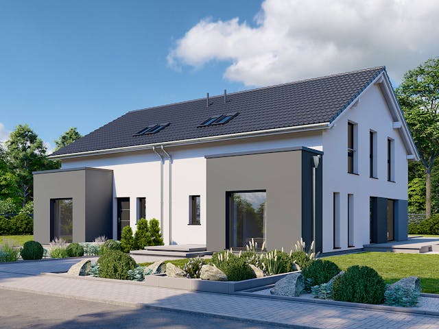 Fertighaus Partner 136 von Danwood Schlüsselfertig ab 287000€, Satteldach-Klassiker Außenansicht 1 Fertighaus Partner 136 von Danwood Schlüsselfertig ab 287000€, Satteldach-Klassiker Außenansicht 1