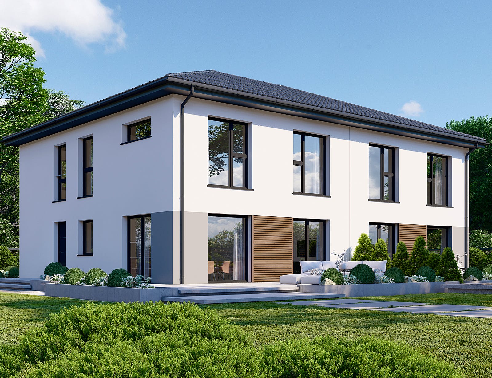 Fertighaus Partner 142W von Danwood Schlüsselfertig ab 253100€, Stadtvilla Außenansicht 2