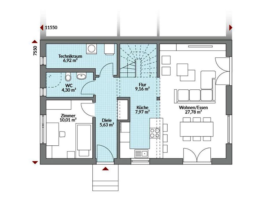 Fertighaus Partner 142W von Danwood Schlüsselfertig ab 253100€, Stadtvilla Grundriss 1