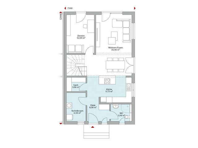 Fertighaus Partner 150 von Danwood Schlüsselfertig ab 323100€, Satteldach-Klassiker Grundriss 1 Fertighaus Partner 150 von Danwood Schlüsselfertig ab 323100€, Satteldach-Klassiker Grundriss 1