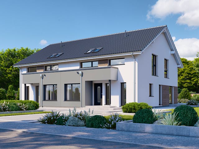 Fertighaus Partner 151 von Danwood Schlüsselfertig ab 316600€, Satteldach-Klassiker Außenansicht 1 Fertighaus Partner 151 von Danwood Schlüsselfertig ab 316600€, Satteldach-Klassiker Außenansicht 1