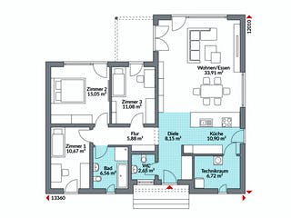 Fertighaus Perfect 112 von Danwood Schlüsselfertig ab 260800€, Bungalow Grundriss 1