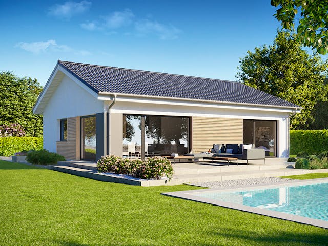 Fertighaus Perfect 86 von Danwood Schlüsselfertig ab 210200€, Bungalow Außenansicht 1 Fertighaus Perfect 86 von Danwood Schlüsselfertig ab 210200€, Bungalow Außenansicht 1