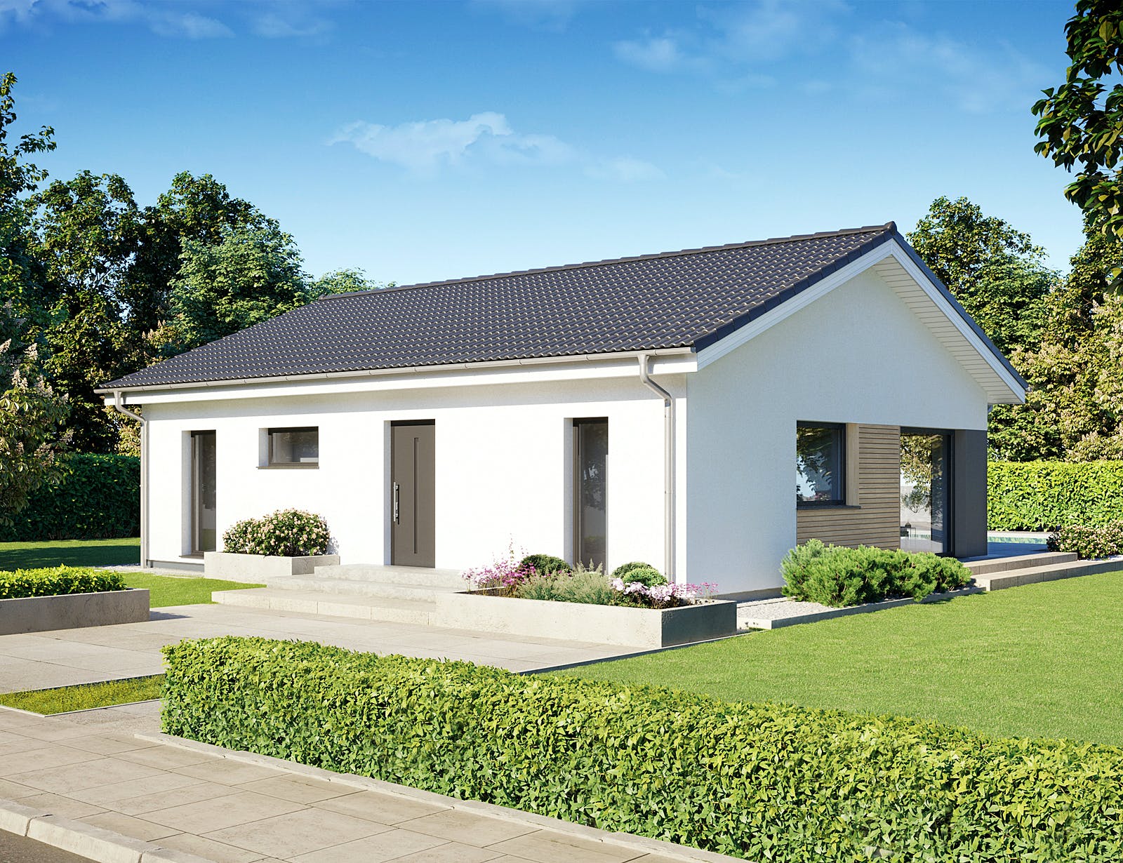 Fertighaus Perfect 86 von Danwood Schlüsselfertig ab 183100€, Bungalow Außenansicht 2
