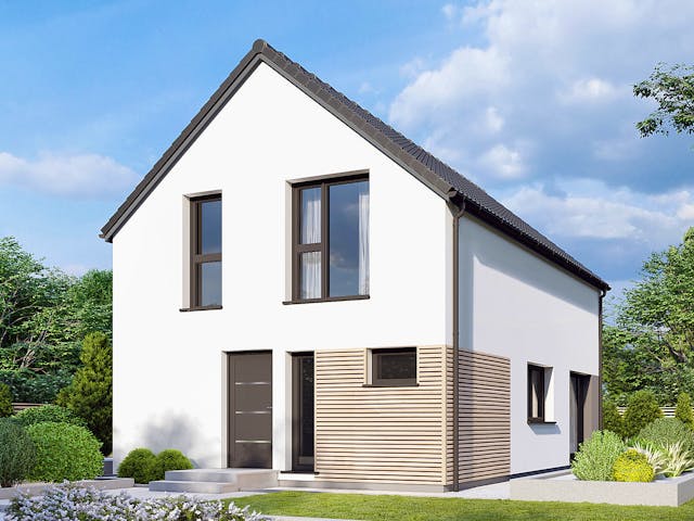Fertighaus Point 124 von Danwood Schlüsselfertig ab 259400€, Satteldach-Klassiker Außenansicht 1