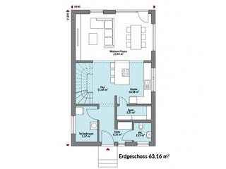 Fertighaus Point 124 von Danwood Schlüsselfertig ab 259400€, Satteldach-Klassiker Grundriss 1