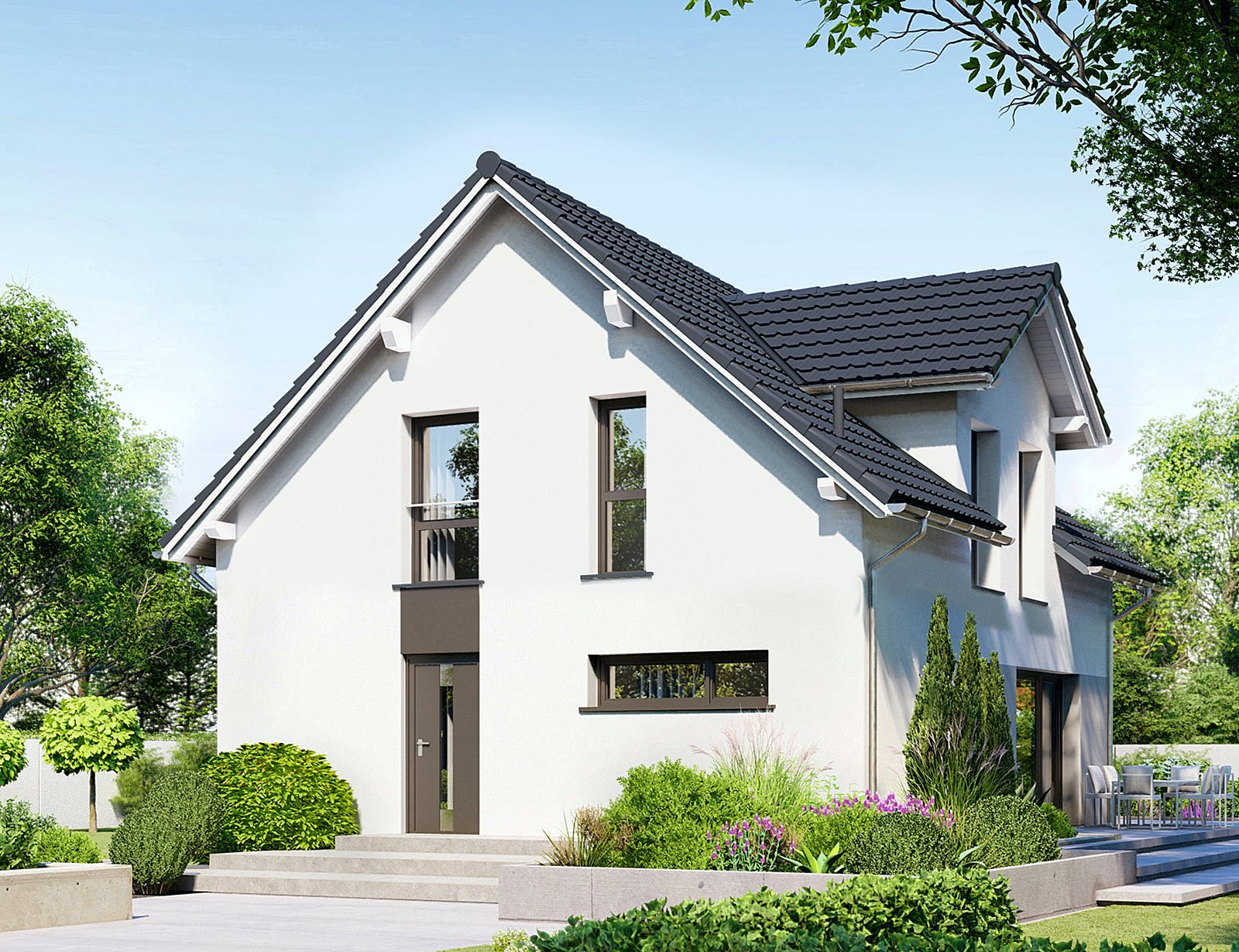 Fertighaus Point 128.2 von Danwood Schlüsselfertig ab 234000€, Satteldach-Klassiker Außenansicht 2