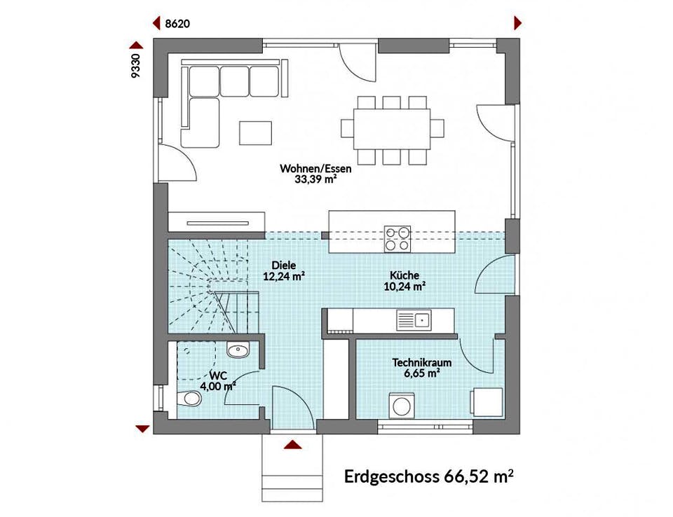 Fertighaus Point 128.2 von Danwood Schlüsselfertig ab 234000€, Satteldach-Klassiker Grundriss 1